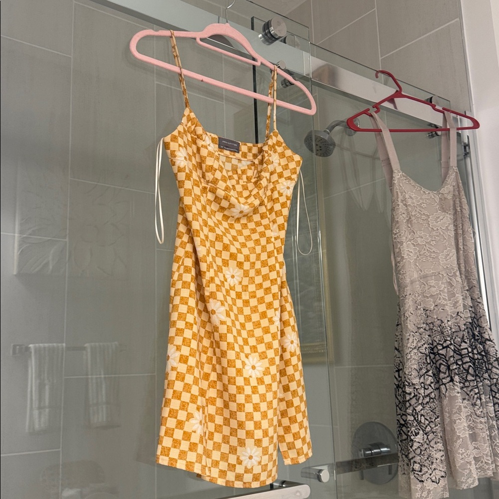 Urban Outfitters Yellow Checkered Mini Dress